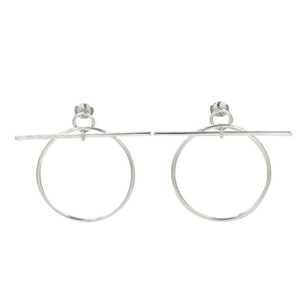 114504b00 1 Hermes Aaloop Boucles D`oreilles Loop Moyen Model MM Medium Earrings Silver