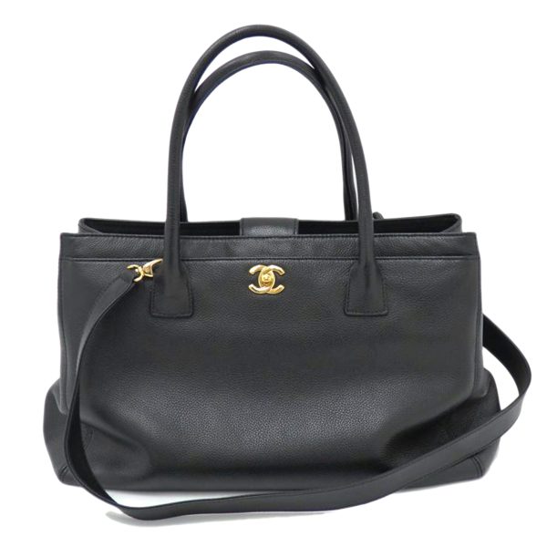 11471 1 Chanel Calfskin 2way Tote Bag Black