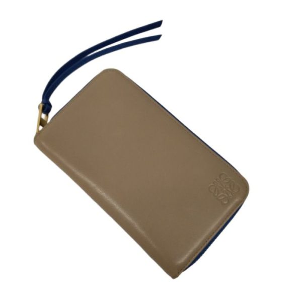 1202 4 1 Loewe Medium Zip Around Wallet Sand Beige Blue