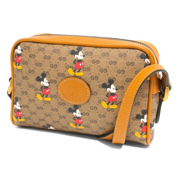 120770 456 Gucci Outlet Mickey Mouse Disney Leather Camera Bag Beige