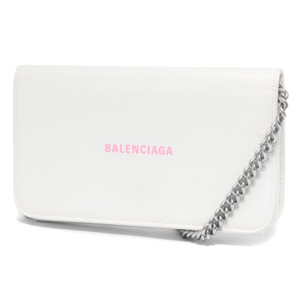 121207 643 Balenciaga Chain Wallet Long Wallet Shoulder Bag White