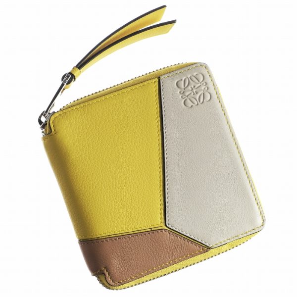 12130m8800248232 Loewe Puzzle Round Zip Mini Wallet Yellow Multi