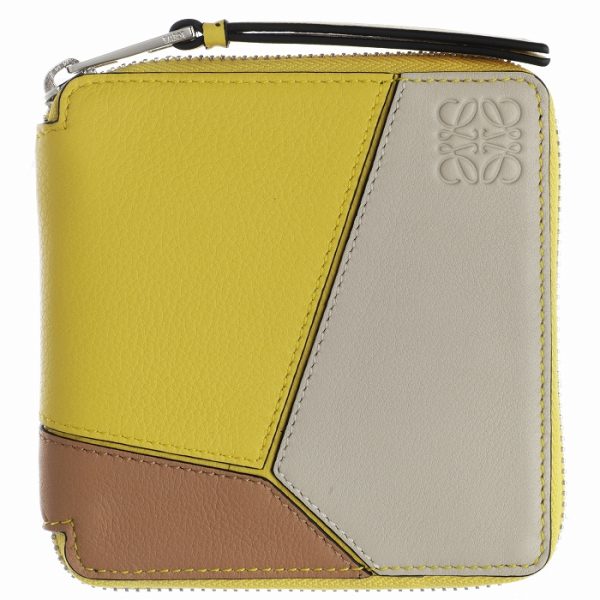 12130m8800248232 1 Loewe Puzzle Round Zip Mini Wallet Yellow Multi