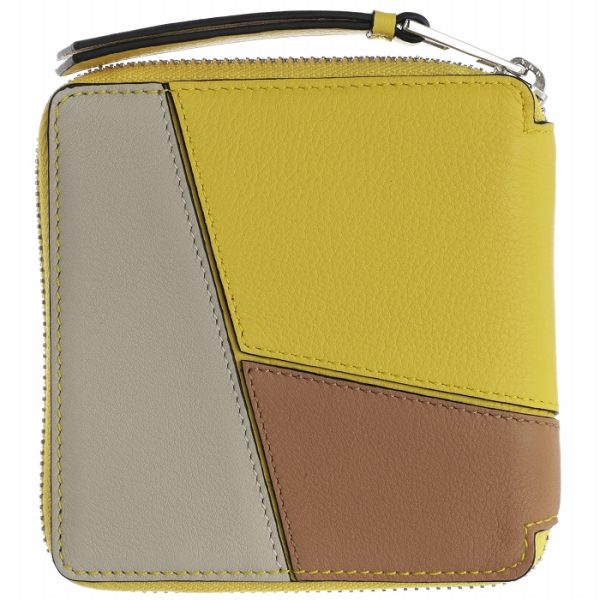 12130m8800248232 2 Loewe Puzzle Round Zip Mini Wallet Yellow Multi