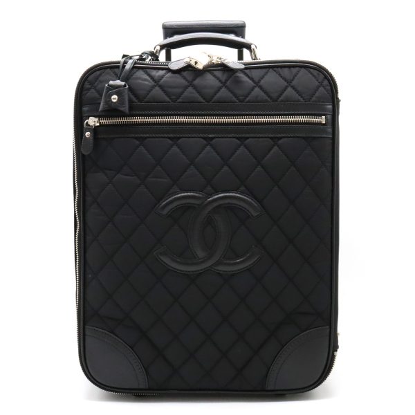 12250827 1 Chanel Paris New York Line Matelasse Nylon Travel Bag Black