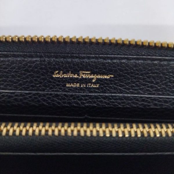 1229 2 7 Salvatore Ferragamo Gancini Calf Long Wallet Black