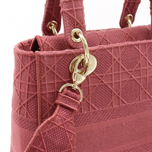 12310443 6 Christian Dior Medium Cannage Embroidery Canvas Handbag Ro