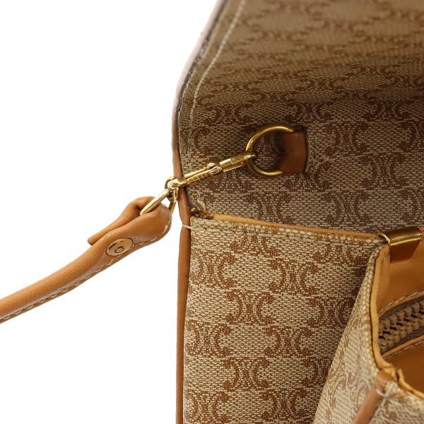 12361027 6 Celine Macadam Pattern Leather Shoulder Bag Beige