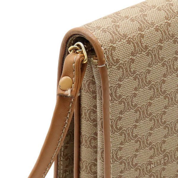 12361027 7 Celine Macadam Pattern Leather Shoulder Bag Beige