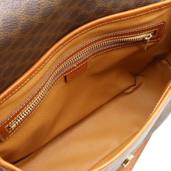 12361028 5 Celine Macadam Pattern Leather Messenger Bag Brown