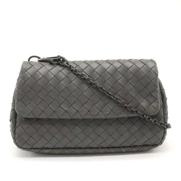 12370365 1 Bottega Veneta Intrecciato Pochette 2way Clutch Bag Leather Gray