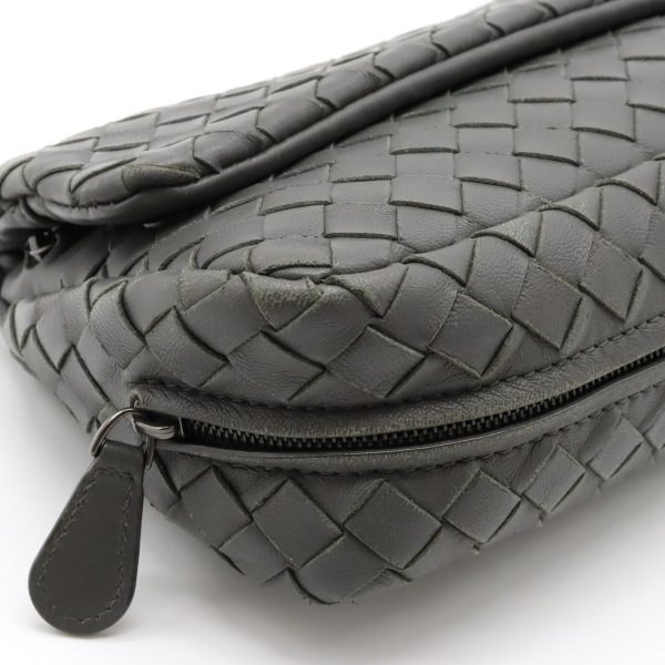 12370365 3 Bottega Veneta Intrecciato Pochette 2way Clutch Bag Leather Gray