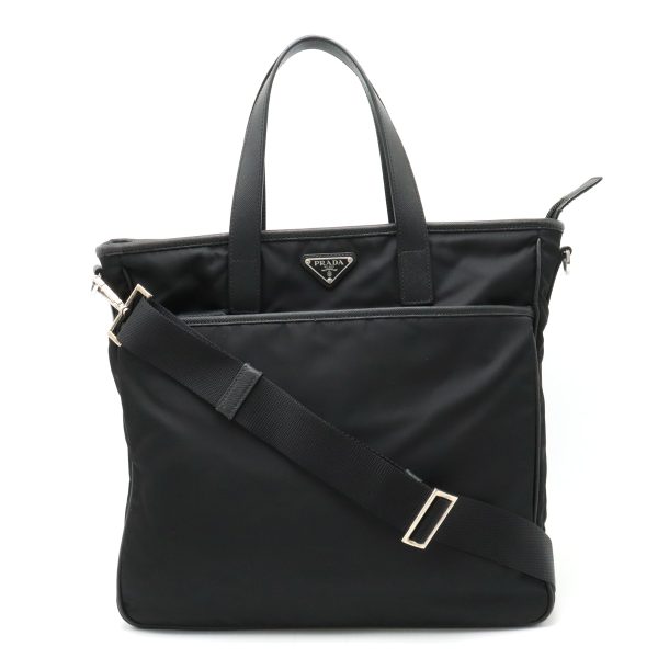 12370581 1 Prada Outlet Leather Shoulder Bag Black