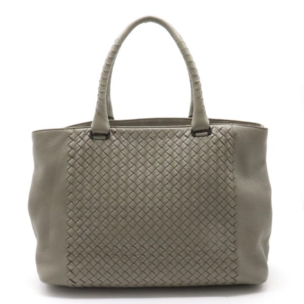 12370839 1 Bottega Veneta Intrecciato Leather Tote Bag Gray