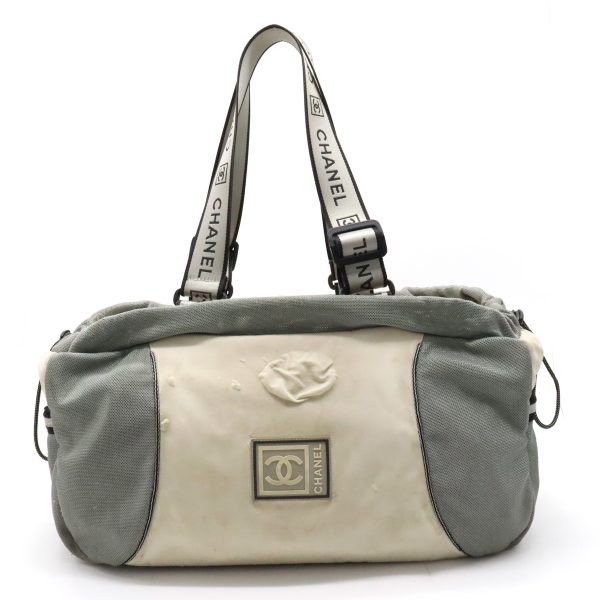 12370942 1 Chanel Sports Line Coco Mark Nylon Travel Bag Gray