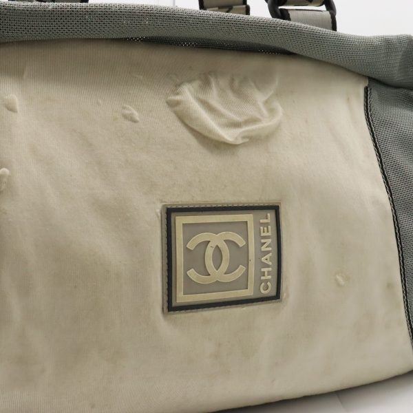 12370942 8 Chanel Sports Line Coco Mark Nylon Travel Bag Gray