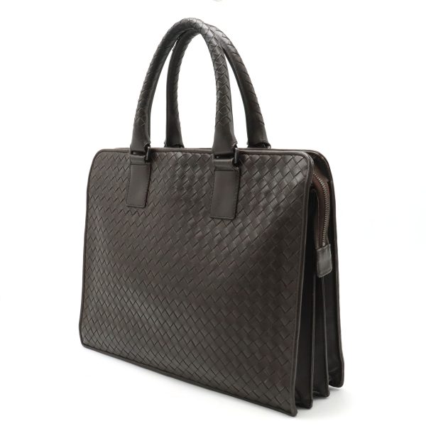 12371004 2 Bottega Veneta Intrecciato Leather Briefcase Document Bag Brown