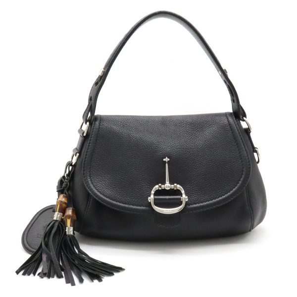 12380428 1 Gucci Horsebit Shoulder Bag Leather Black