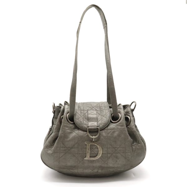 12380544 1 Christian Dior Cannage Leather Tote Bag Silver