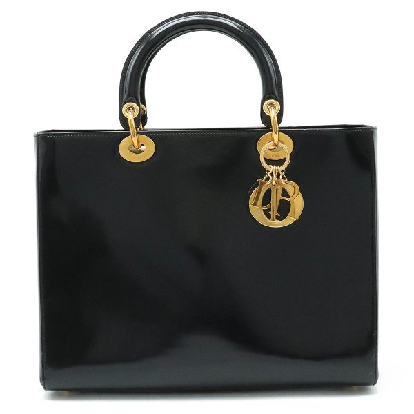 12381072 1 Christian Dior Patent Leather Handbag Black