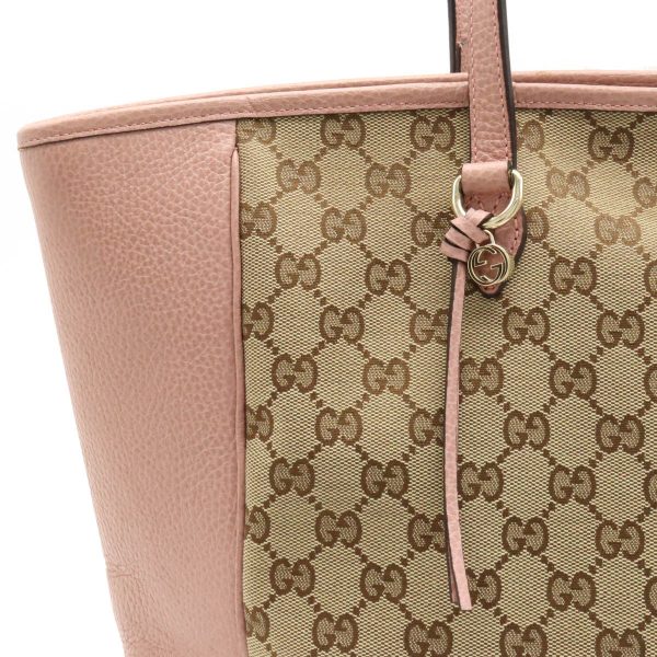 12390735 8 Gucci Breeline GG Canvas Tote Bag Shoulder Tote Leather Khaki Beige Pink