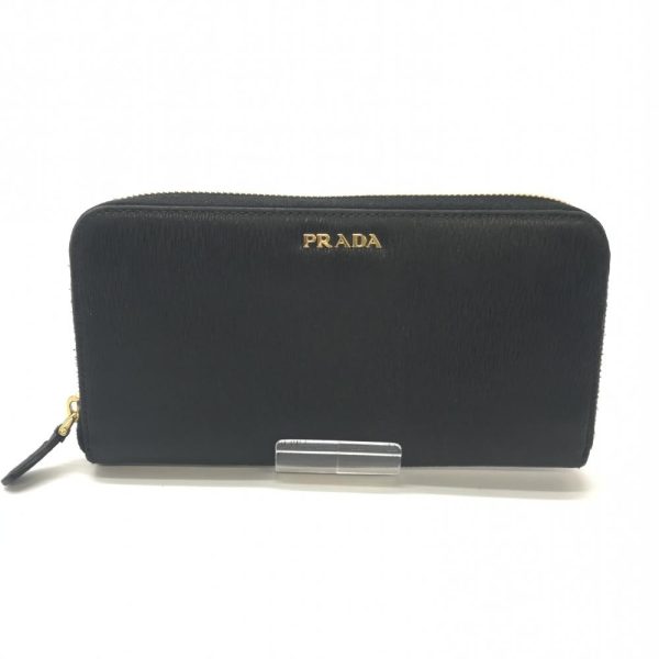 1240001023493 1 Prada Saffiano Long Wallet Round Zipper Leather Black