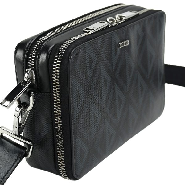 1240001025020 4 Dior CD Diamond Shoulder Bag Messenger PVC Leather Pouch Black