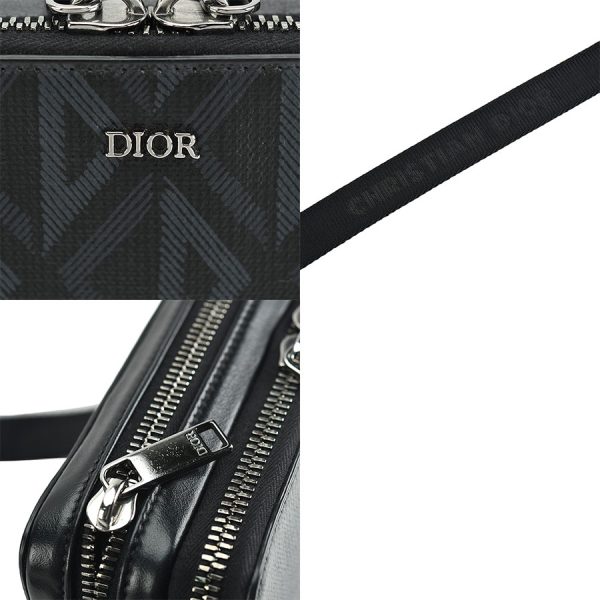 1240001025020 8 Dior CD Diamond Shoulder Bag Messenger PVC Leather Pouch Black