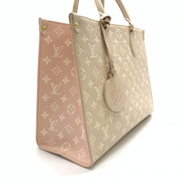 1240001029498 2 Louis Vuitton On the Go MM Monogram Empreinte Tote Bag Beige