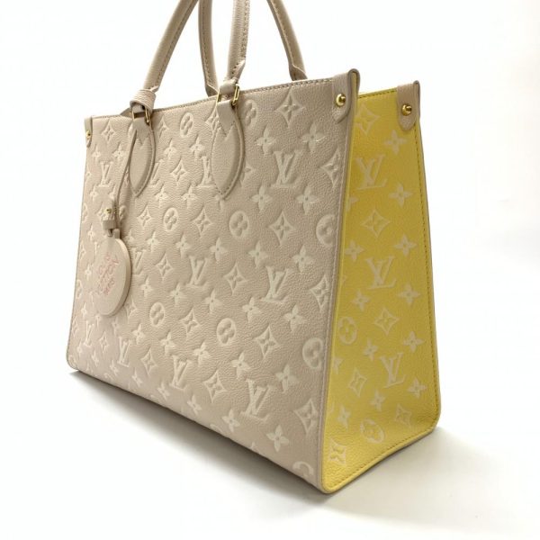 1240001029498 3 Louis Vuitton On the Go MM Monogram Empreinte Tote Bag Beige