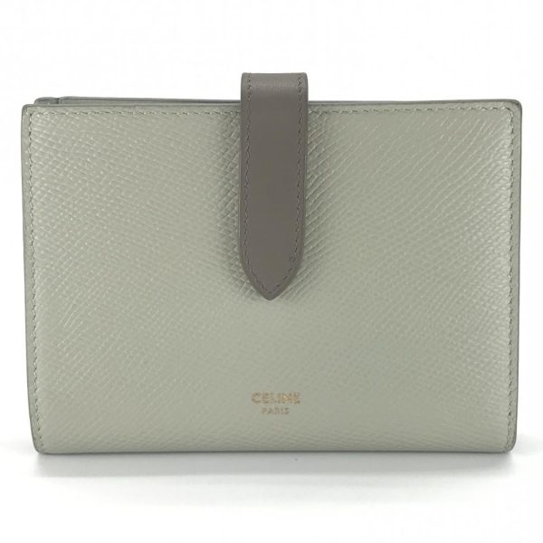 1240001030266 1 Celine Medium Strap Wallet Bicolor Grained Calfskin Green