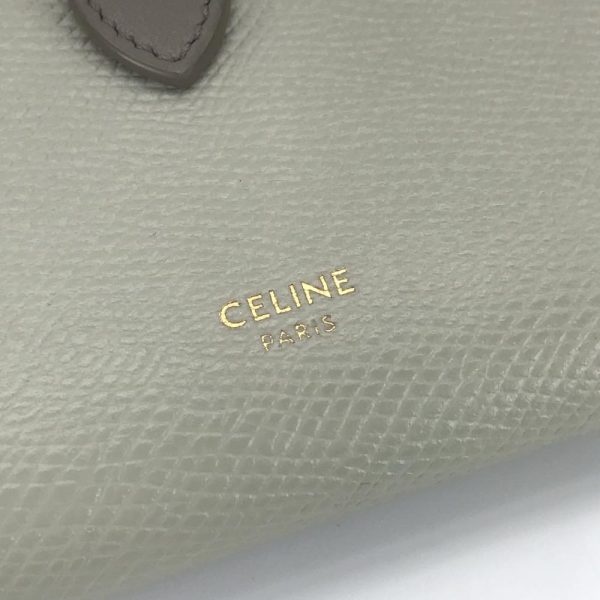 1240001030266 5 Celine Medium Strap Wallet Bicolor Grained Calfskin Green