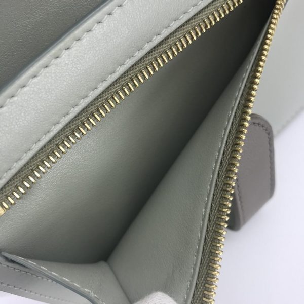 1240001030266 8 Celine Medium Strap Wallet Bicolor Grained Calfskin Green