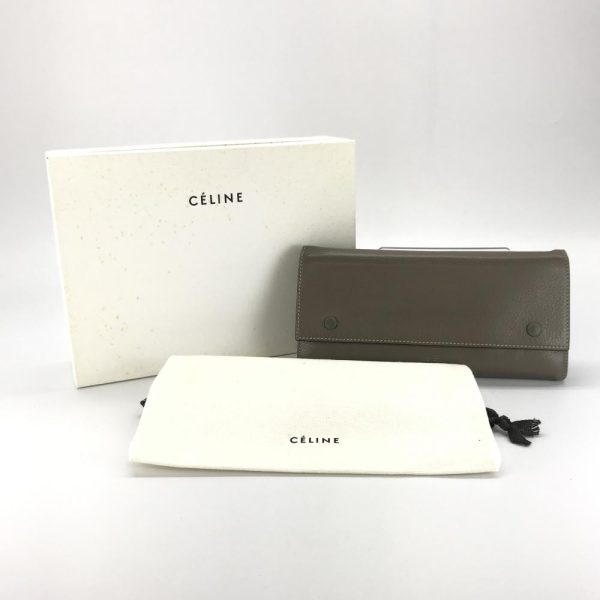 1240001030562 10 Celine Large Flap Multi Function Wallet Leather Greige