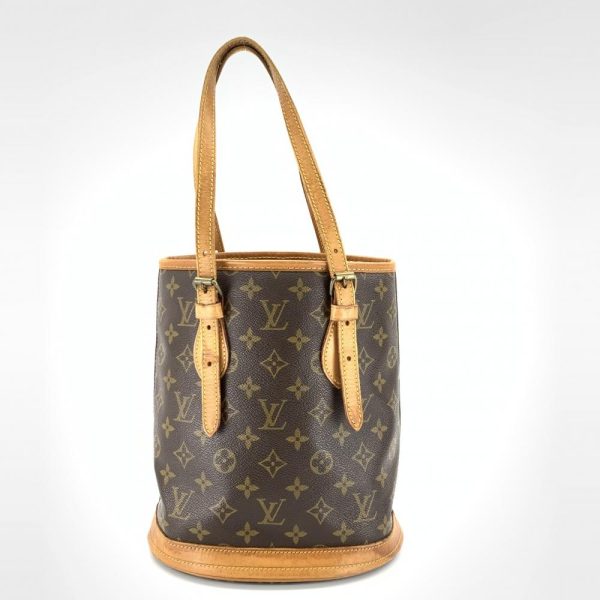 1240001030635 1 Louis Vuitton Petit Bucket Monogram Tote Bag Brown