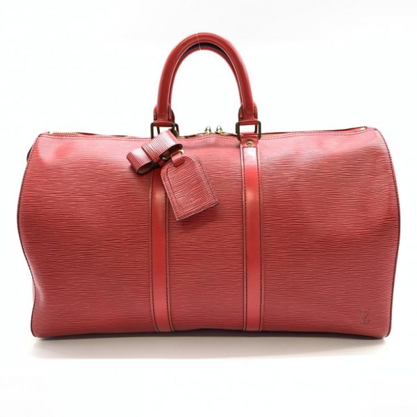 1240001033834 1 LOUIS VUITTON Keepall 45 Castilian Boston Travel Luggage Bag Red