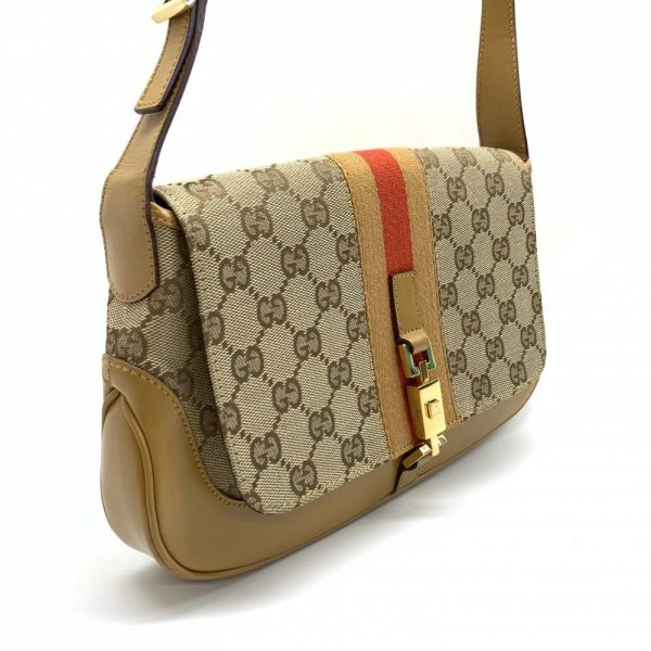 1240001034025 2 Gucci Jackie GG Canvas One Shoulder Bag Brown Beige Orange