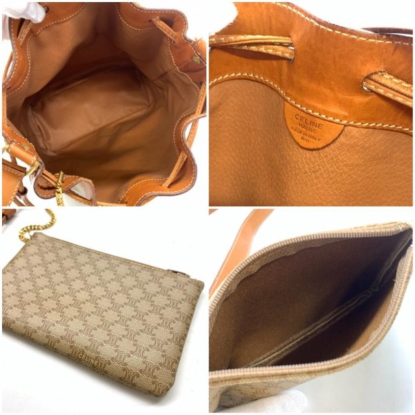 1240001035093 10 Celine Macadam Vintage Drawstring Shoulder Bag Beige Brown PVC Leather