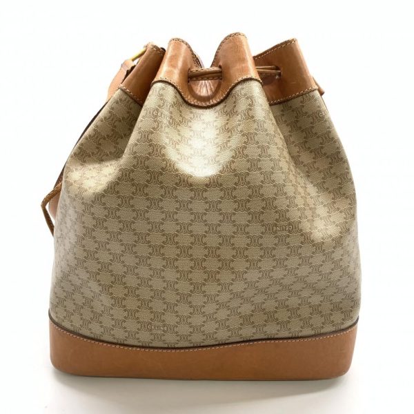 1240001035093 4 Celine Macadam Vintage Drawstring Shoulder Bag Beige Brown PVC Leather