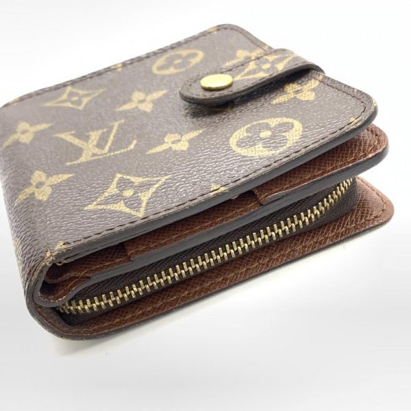 1240001035172 4 1 Louis Vuitton Compact Zip Folding Wallet Monogram Brown