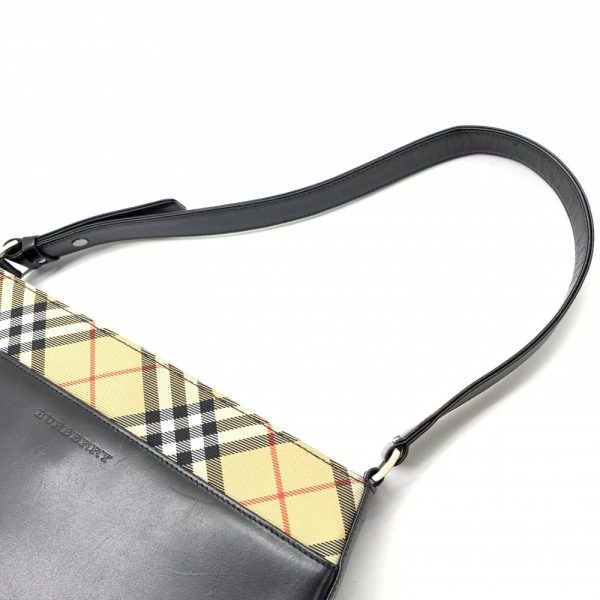 1240001036008 6 Burberry Nova Check One Shoulder Bag Leather Black Beige