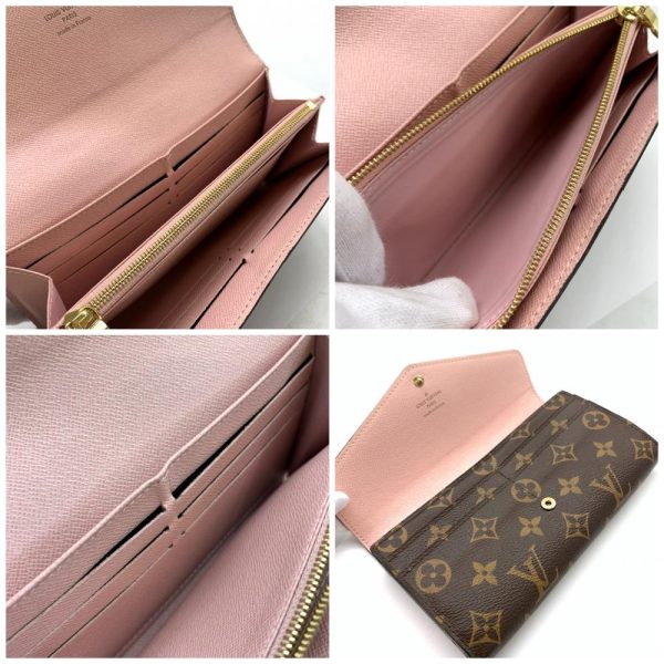 1240001036365 9 Louis Vuitton Portefeuille Sarah Long Wallet Monogram Brown Pink