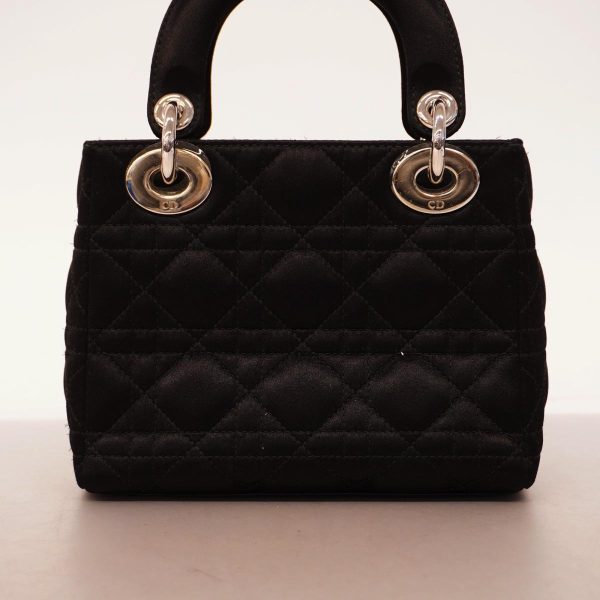 1240001036366 11 Christian Dior Cannage Lady Dior Satin Handbag Black