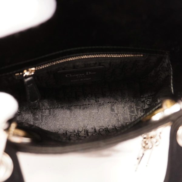 1240001036366 4 Christian Dior Cannage Lady Dior Satin Handbag Black