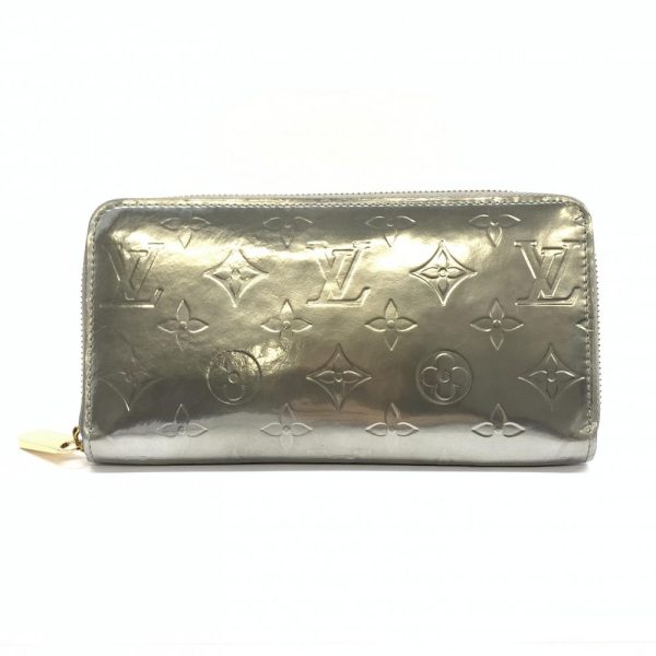 1240001036558 1 Louis Vuitton Zippy Wallet Long Wallet Vernis Silver Leather