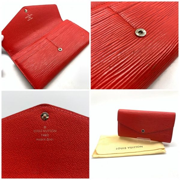 1240001036579 9 Louis Vuitton Epi Portefeuille Sara Long Wallet Leather Red