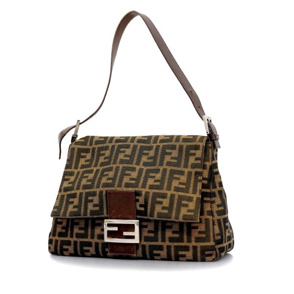 1240001036629 1 Fendi Zucca Mamma Bucket Nylon Shoulder Bag Brown