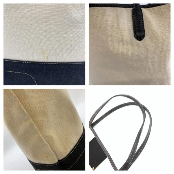 1240001036638 10 Burberry Blue Label Tote Bag Canvas Leather White Black Bicolor