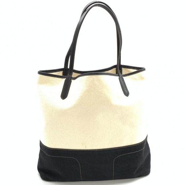 1240001036638 3 Burberry Blue Label Tote Bag Canvas Leather White Black Bicolor