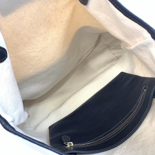 1240001036638 6 Burberry Blue Label Tote Bag Canvas Leather White Black Bicolor